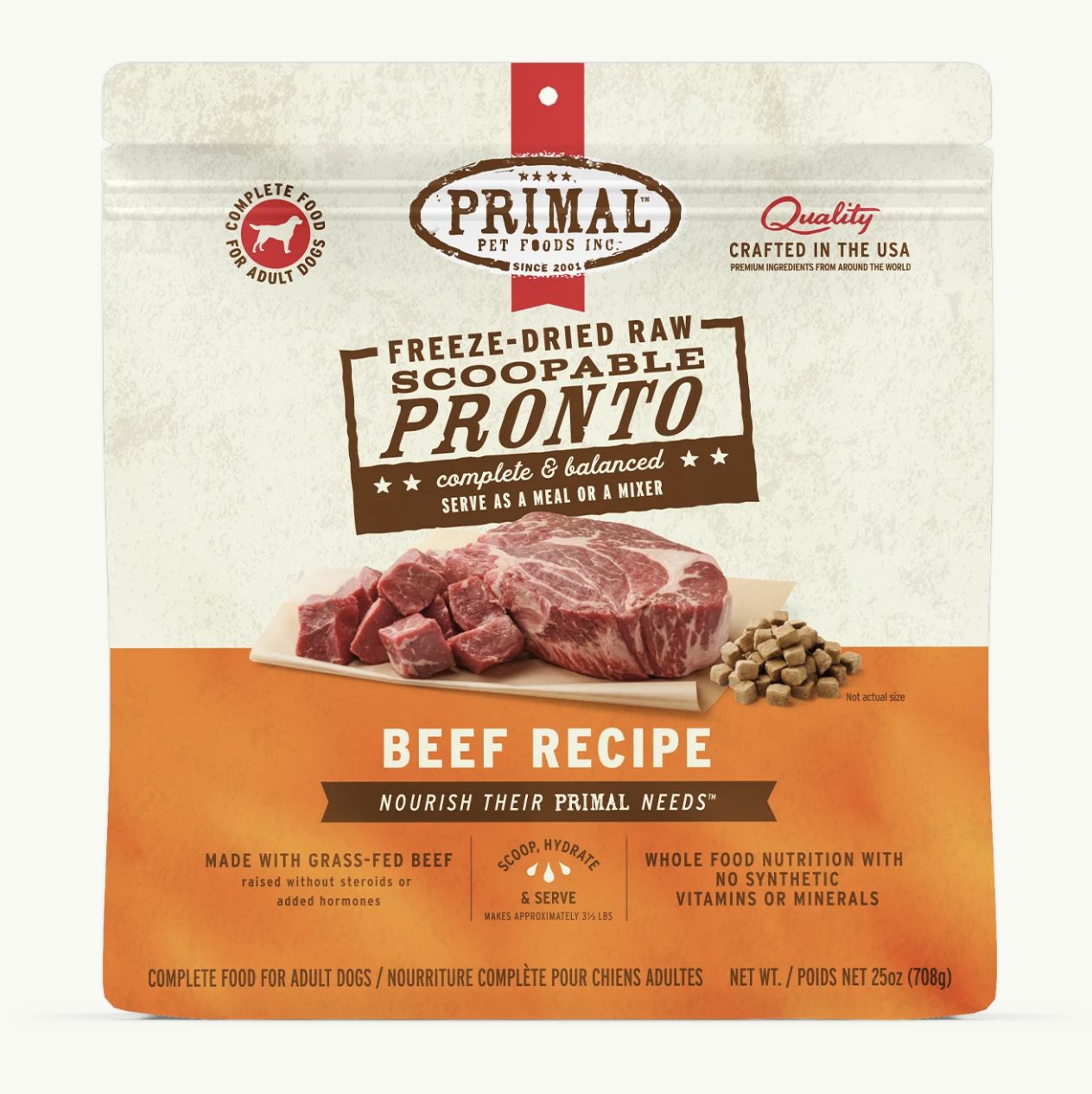 Primal Pronto Frozen Raw Beef Formula Dog Food 4lb
