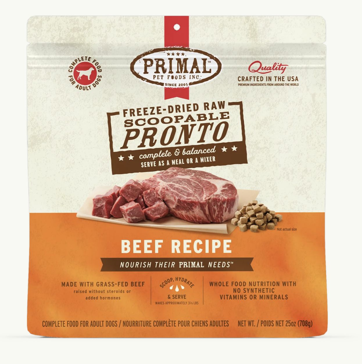 Primal Pronto Frozen Raw Beef Formula Dog Food 3/4lb