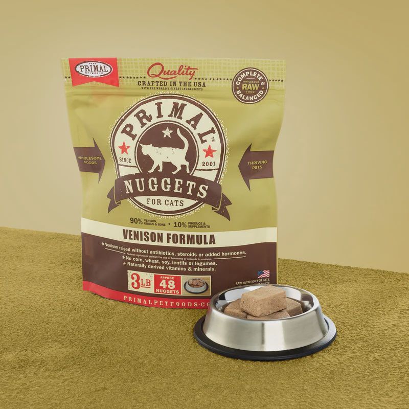 Primal Frozen Raw Nuggets Venison Formula Cat Food 3lb