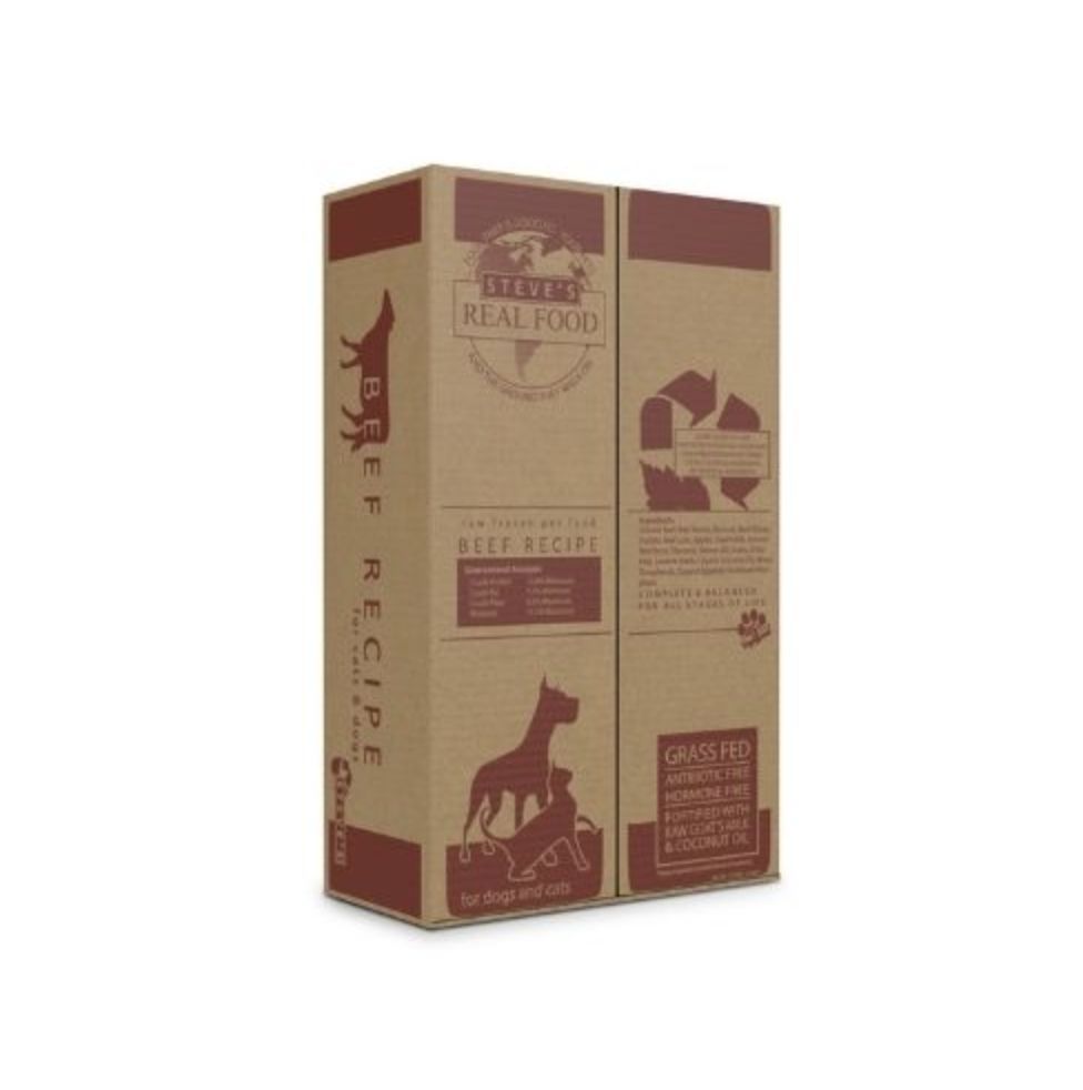 Steve&#39;s Real Food Frozen Raw Patties Beef Recipe for Dogs and Cats 14lb