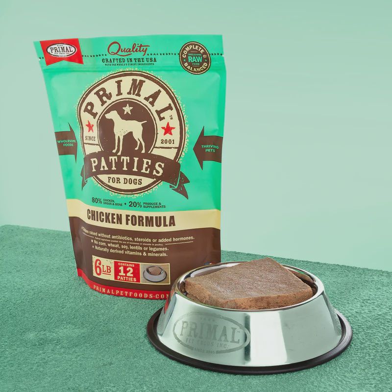 Primal Frozen Raw Patties Chicken Formula Dog Food 6lb
