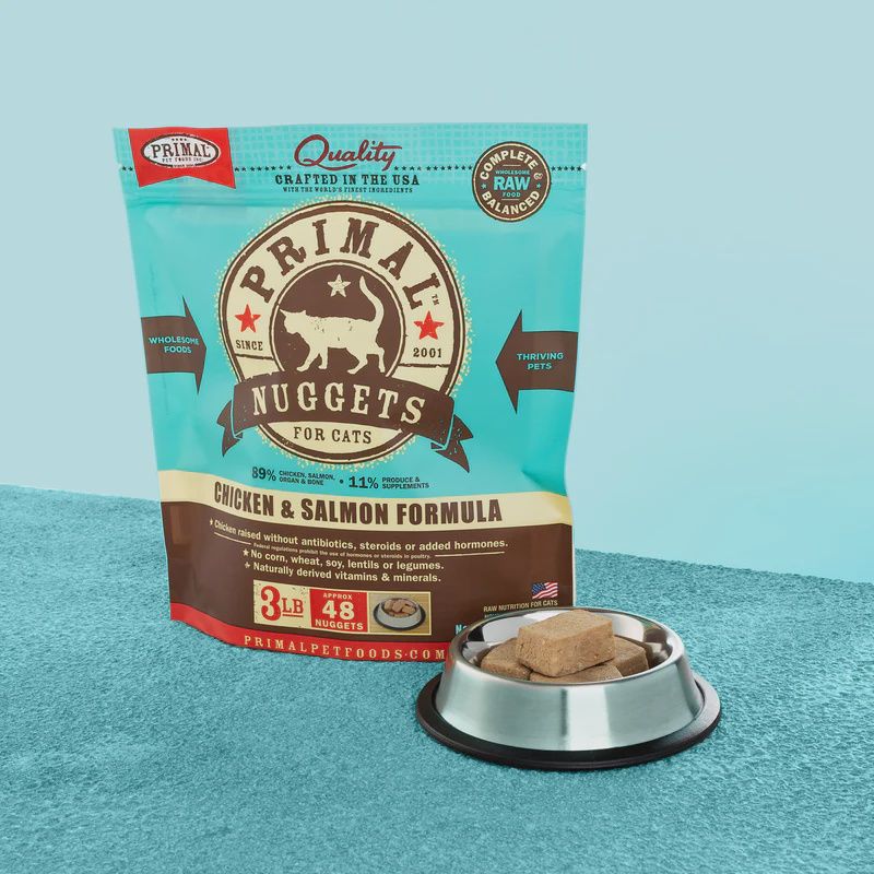 Primal Frozen Raw Nuggets Chicken &amp; Salmon Formula Cat Food 3lb