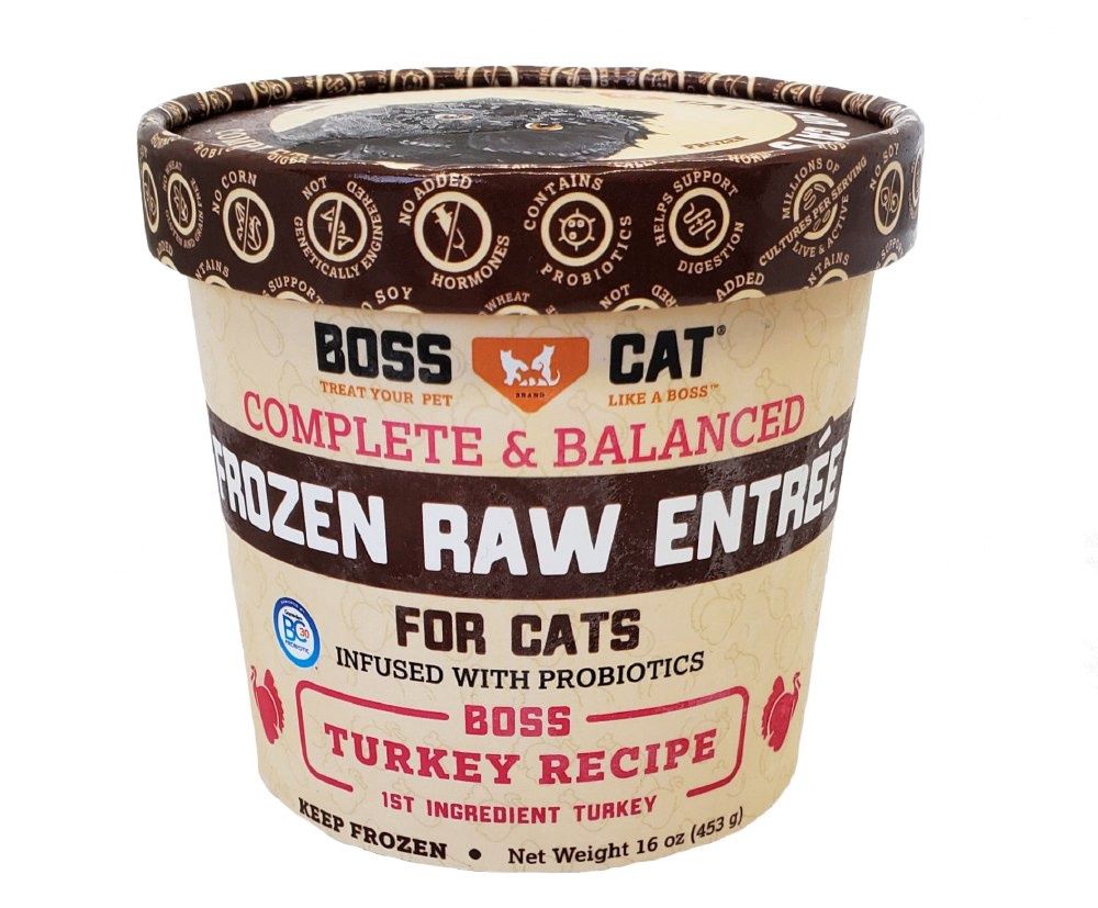 Boss Cat Frozen Raw Turkey Recipe Cat Food 16oz