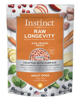Instinct Longevity Frozen Raw Bites Chicken Recipe Adult Dog Food 4lb