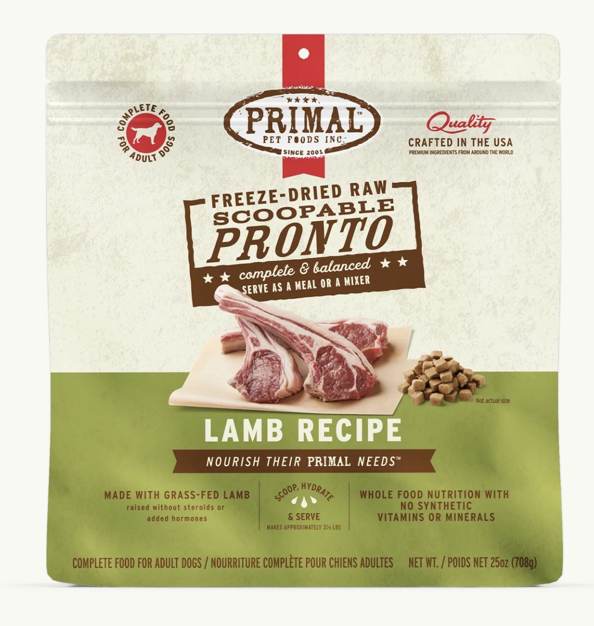 Primal Pronto Frozen Raw Lamb Formula Dog Food 4lb