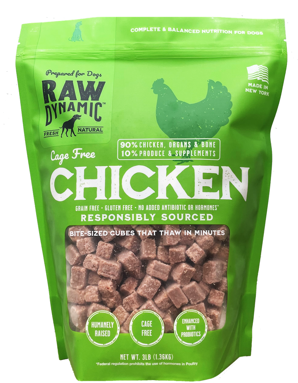 Raw Dynamic Frozen Raw Chicken Recipe Dog Food 3lb