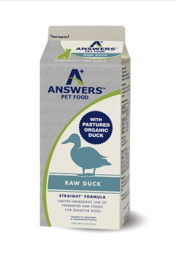 Answers Pet Food Frozen Straight Duck Formula Dog Food 4lb
