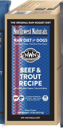 Northwest Naturals Frozen Raw Nuggets Beef &amp; Trout Recipe Dog Food 15lb Bulk Box