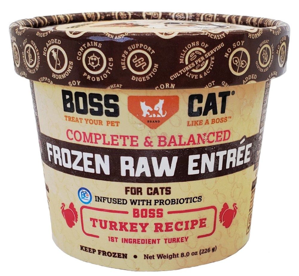 Boss Cat Frozen Raw Turkey Recipe Cat Food 8oz