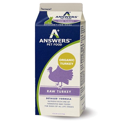 Answers Pet Food Frozen Detailed Turkey Formula Dog Food 4lb