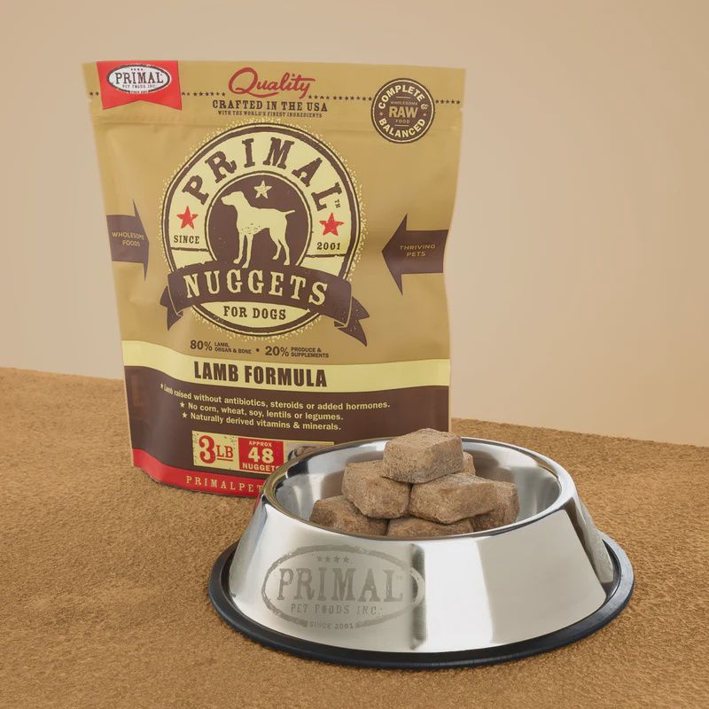 Primal Frozen Raw Nuggets Lamb Formula Dog Food 3lb