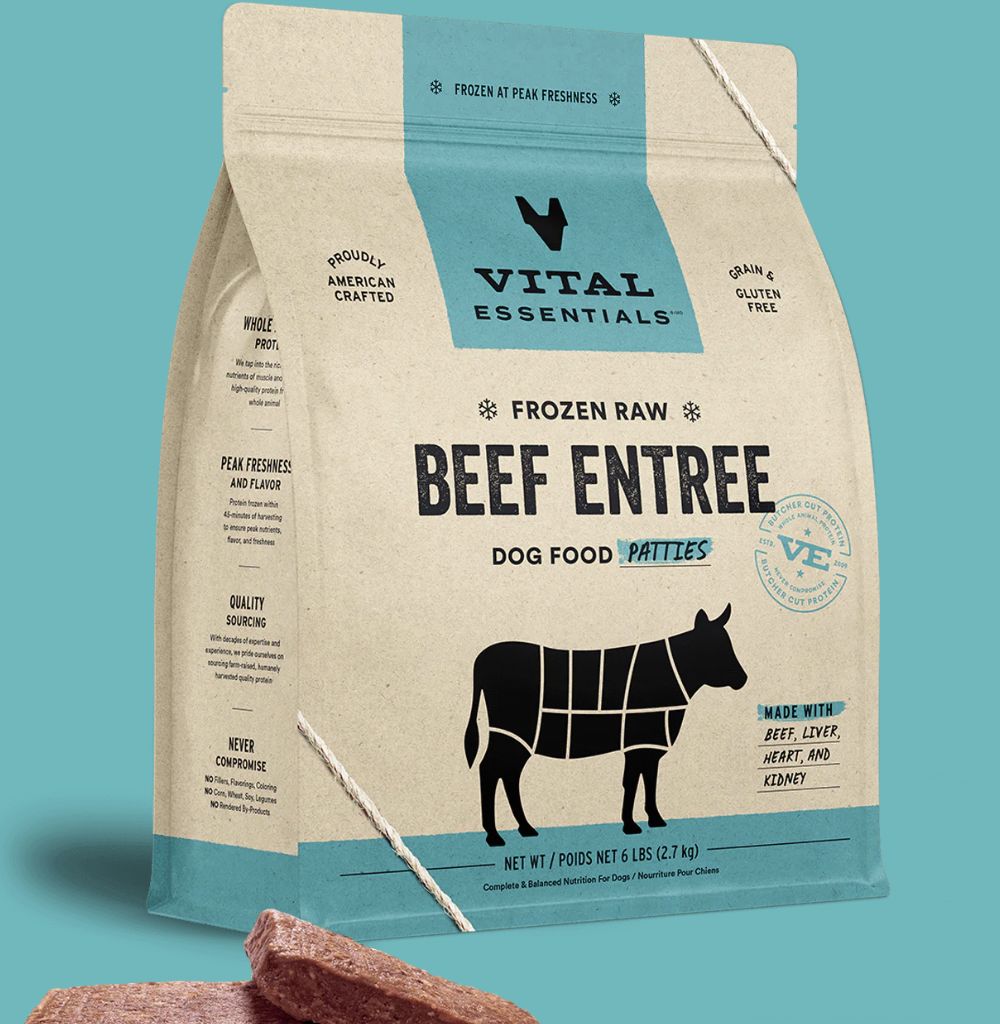 Vital Essentials Frozen Raw Beef Entree Patties Dog Food 6lb