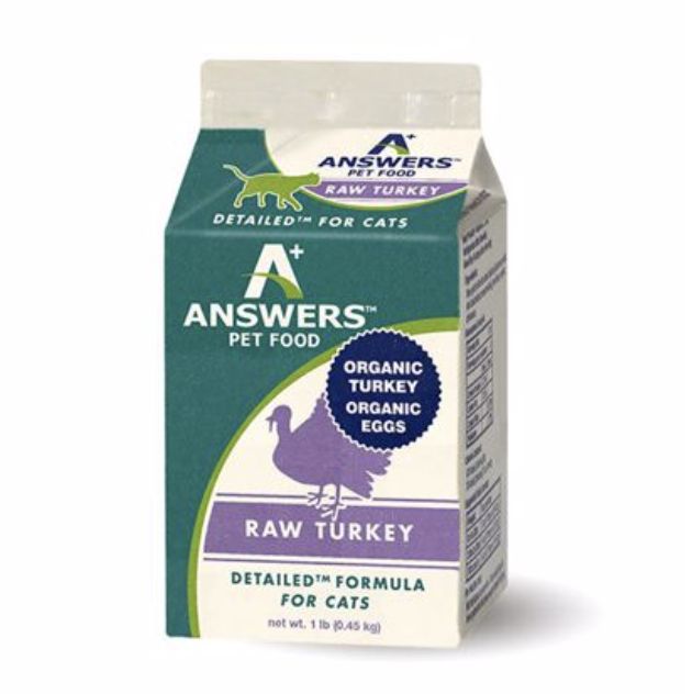 Answers Pet Food Frozen Detailed Turkey Formula Cat Food 1lb