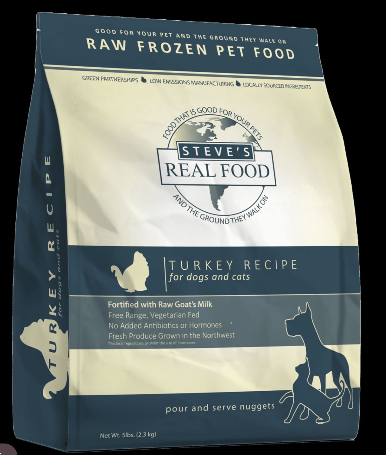 Steve&#39;s Real Food Frozen Raw Nuggets Turkey Recipe for Dogs and Cats 5lb