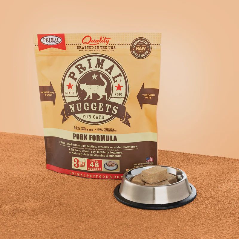 Primal Frozen Raw Nuggets Pork Formula Cat Food 3lb