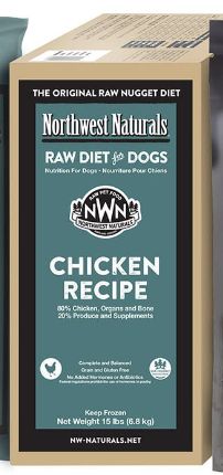 Northwest Naturals Frozen Raw Nuggets Chicken Recipe Dog Food 15lb Bulk Box