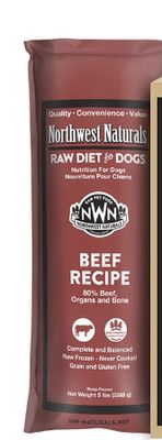 Northwest Naturals Frozen Raw Beef Recipe Dog Food 5lb Chub