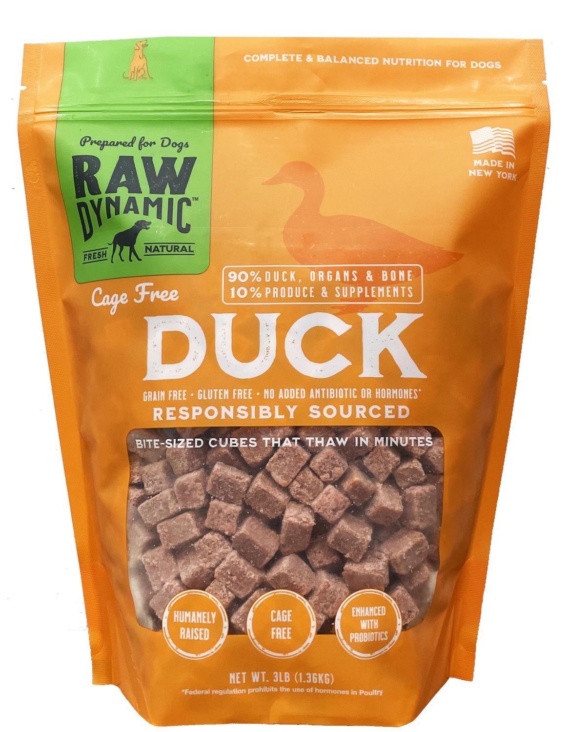 Raw Dynamic Frozen Raw Duck Recipe Dog Food 6lb