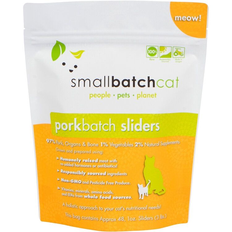 Smallbatch Frozen Raw Pork Sliders Cat Food 3lb