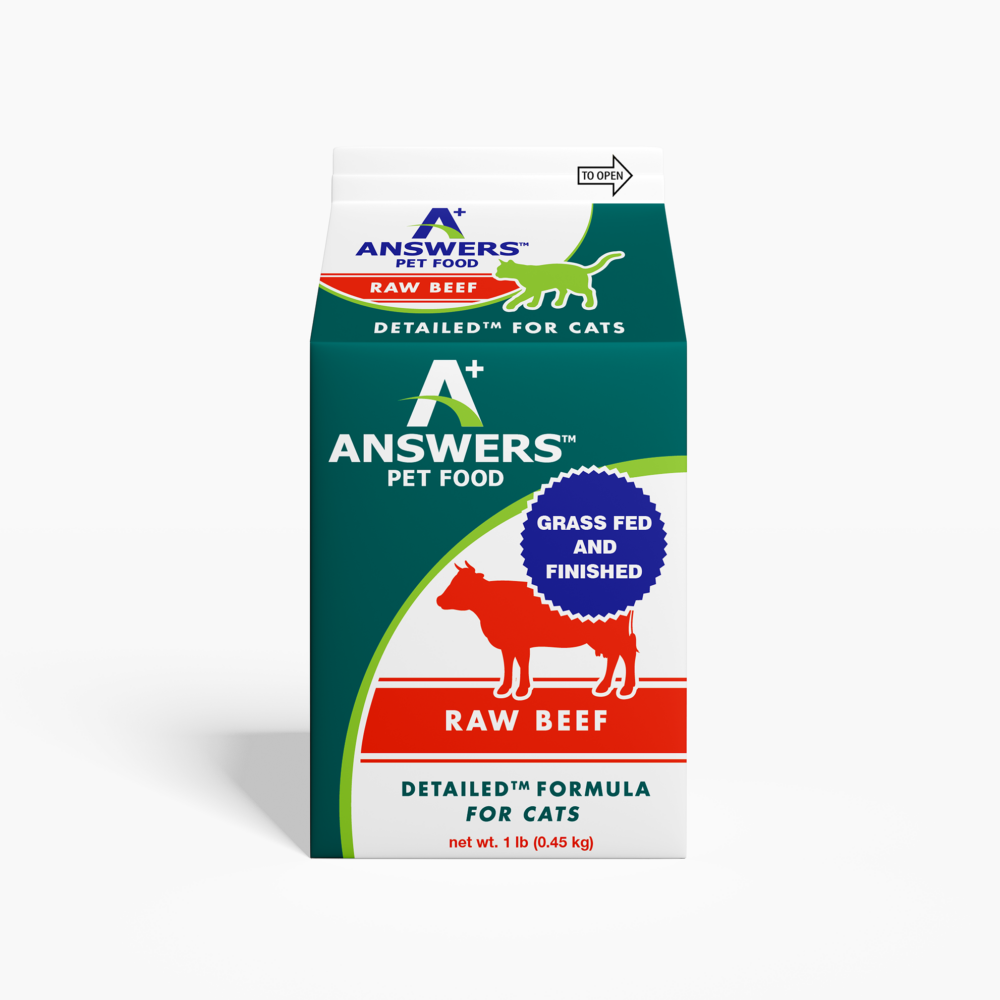 Answers Pet Food Frozen Detailed Beef Formula Cat Food 1lb