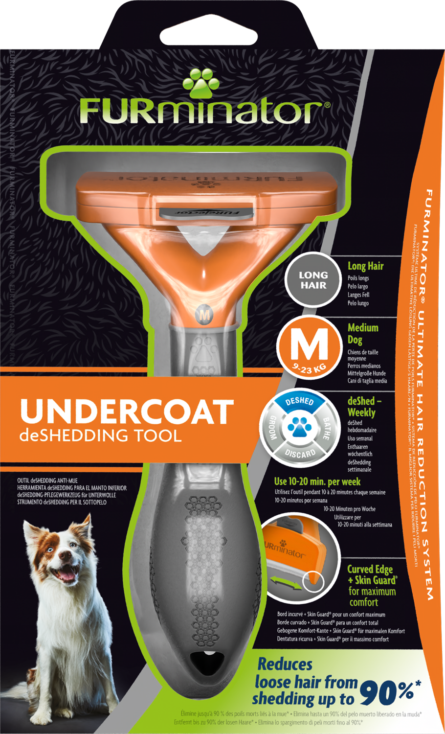 Furminator Deshedding Tool for Medium Dogs with  Long Hair
