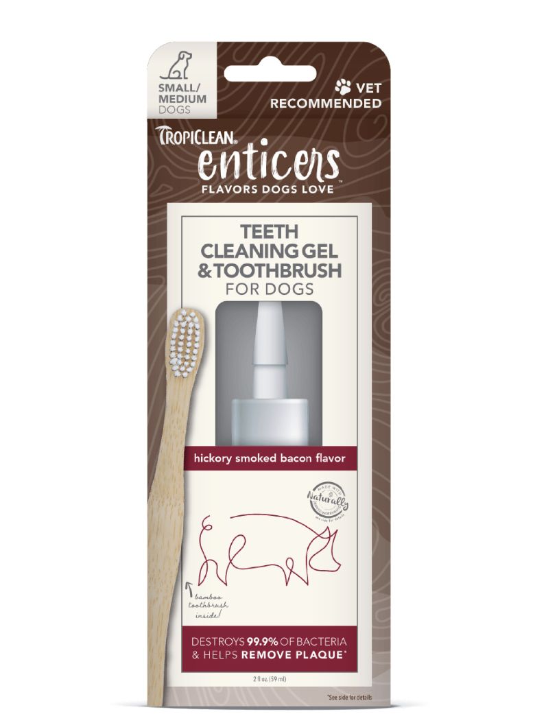 Tropiclean Enticers Teeth Cleaning Gel and Brush for Small/ Med Dogs - Bacon