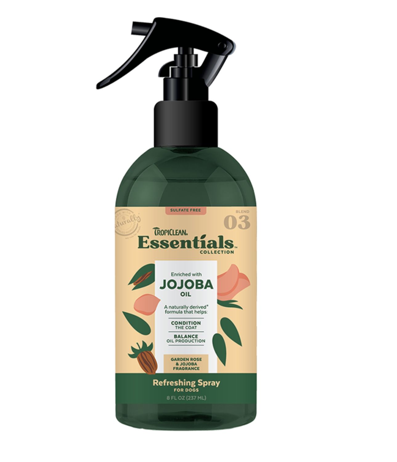 TropiClean Essentials Collection- Jojoba Oil Refreshing Spray- 8 oz