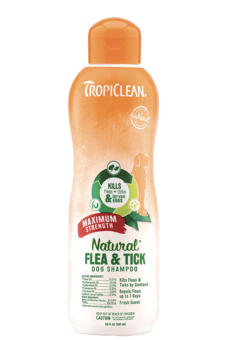 TropiClean Flea &amp; Tick Max Strength Shampoo 20 oz