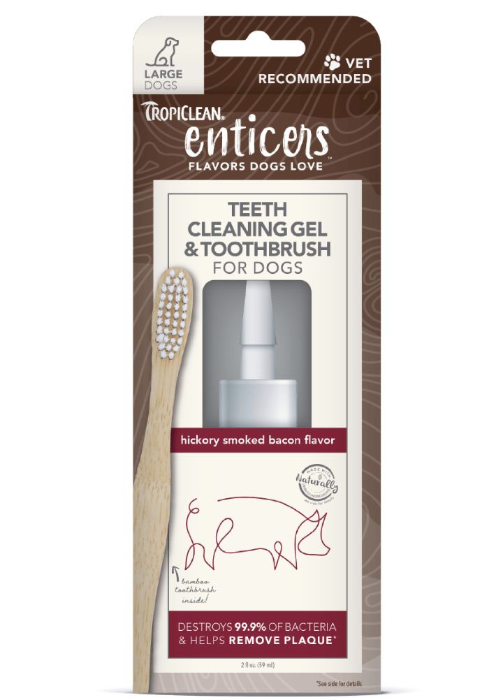 Tropiclean Enticers Teeth Cleaning Gel and Brush for Large Dogs - Bacon