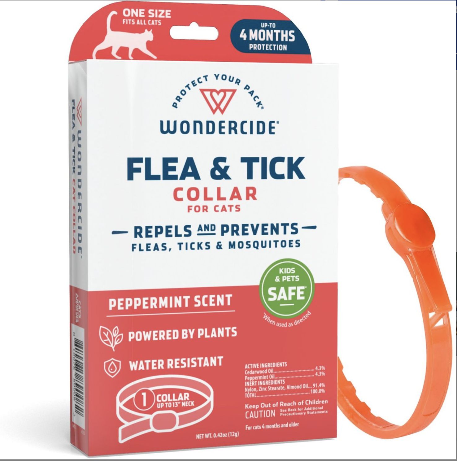 Wondercide One Size Flea &amp; Tick Collar for Cats Peppermint Scent