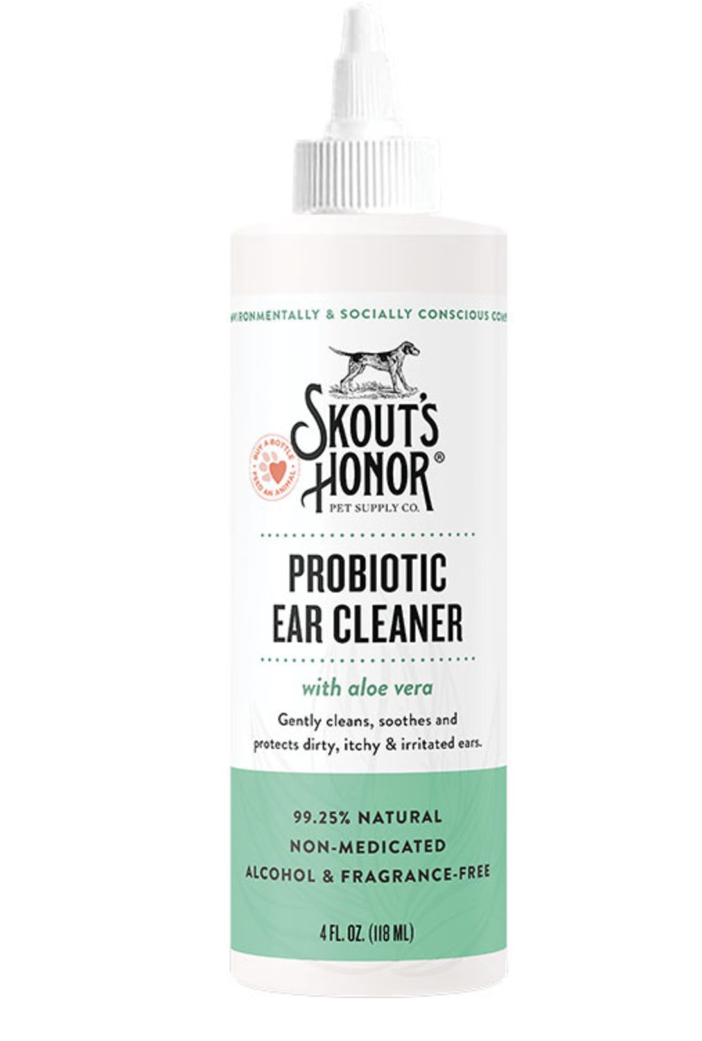 Skout&#39;s Honor Probiotic Ear Cleaner for Dogs and Cats With Aloe-4oz