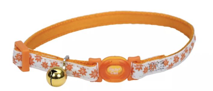 Coastal SafeCat Glow-in-the-Dark Breakaway Cat Collar - Orange Flowers