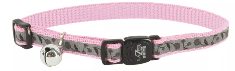 Coastal LazerBrite Reflective Breakaway Cat Collar - Pink Cherries