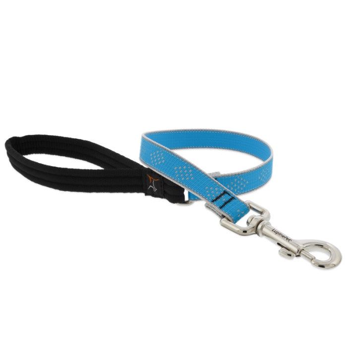 LupinePet Reflective 3/4&quot; Dog Clip Leash Blue Diamond 6&#39;