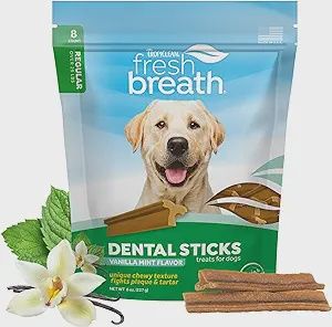 TropiClean Fresh Breath Dental Sticks Vanilla Mint Regular 8ct