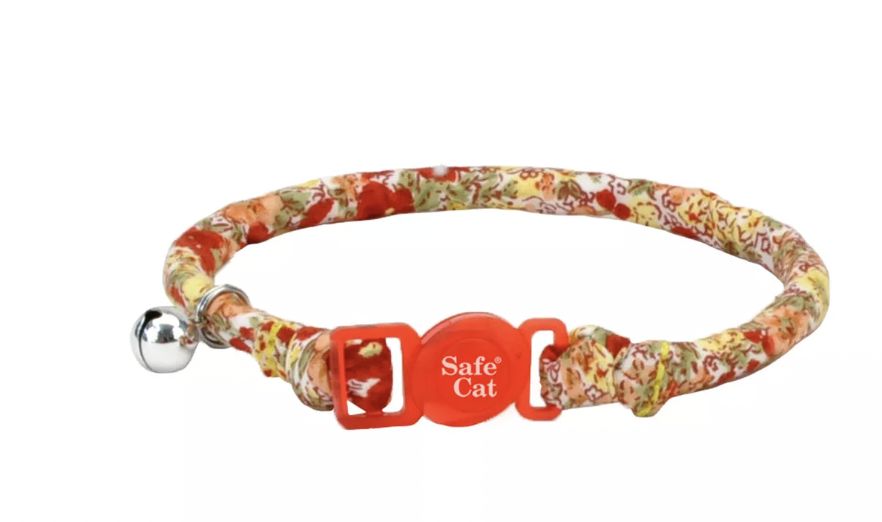 Coastal SafeCat Round Patterned Breakaway Cat Collar - Red Floral