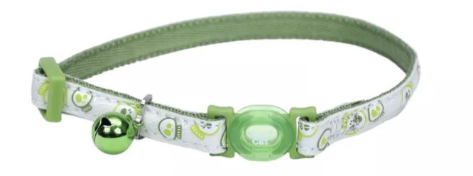 Coastal SafeCat Glow-in-the-Dark Breakaway Cat Collar - Lime Skulls