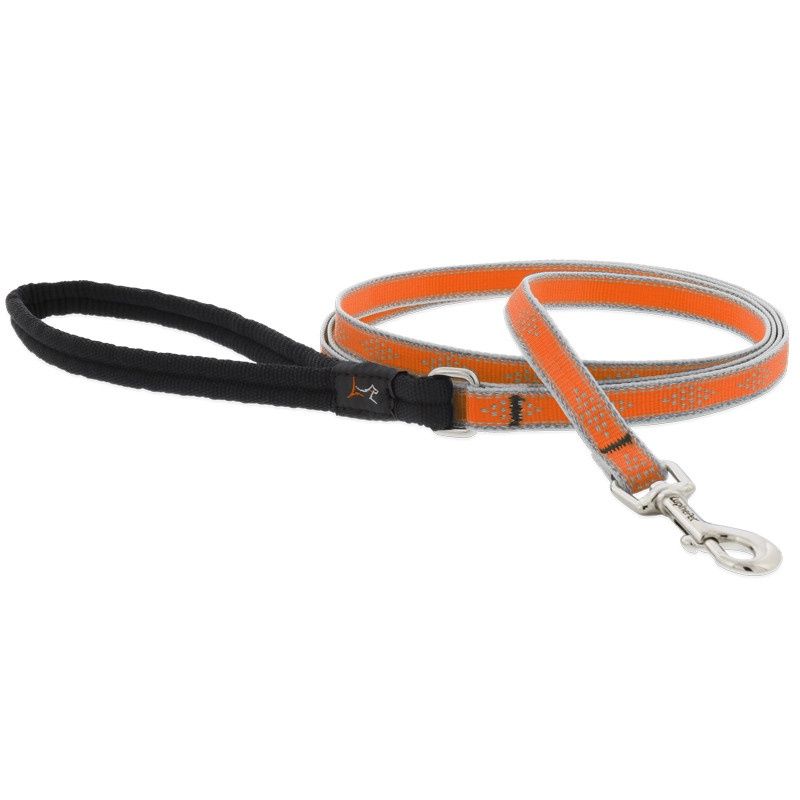 LupinePet Reflective 1/2&quot; Dog Clip Leash Orange Diamond 6&#39;