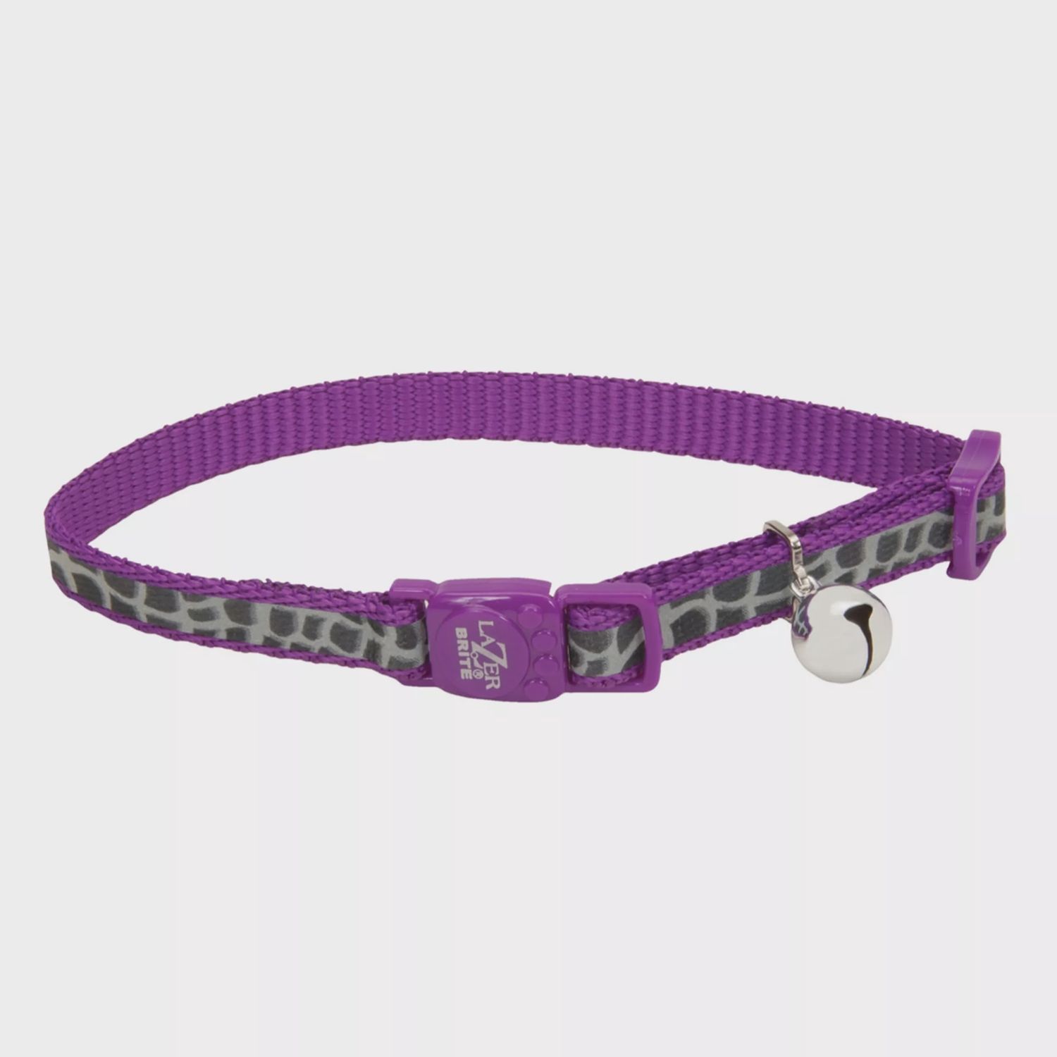 Coastal LazerBrite Reflective Breakaway Cat Collar - Purple Animal Print