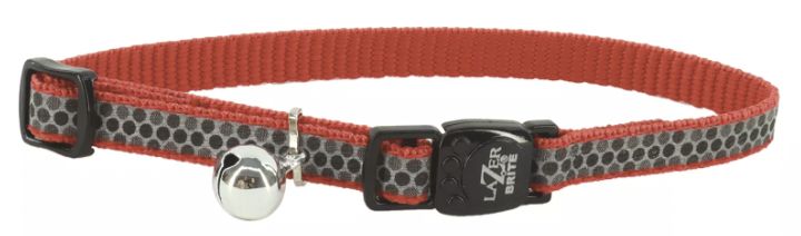 Coastal LazerBrite Reflective Breakaway Cat Collar - Red Bubbles