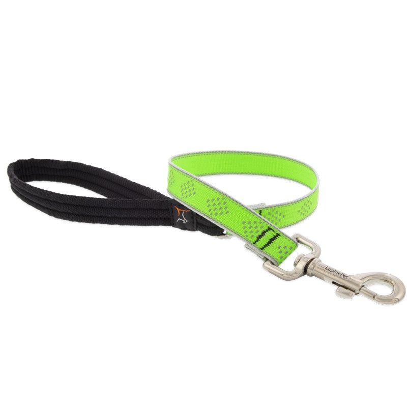 LupinePet Reflective 3/4&quot; Dog Clip Leash Green Diamond 6&#39;