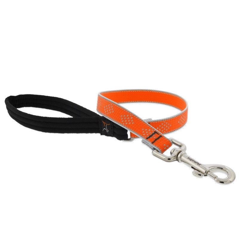 LupinePet Reflective 3/4&quot; Dog Clip Leash Orange Diamond 6&#39;
