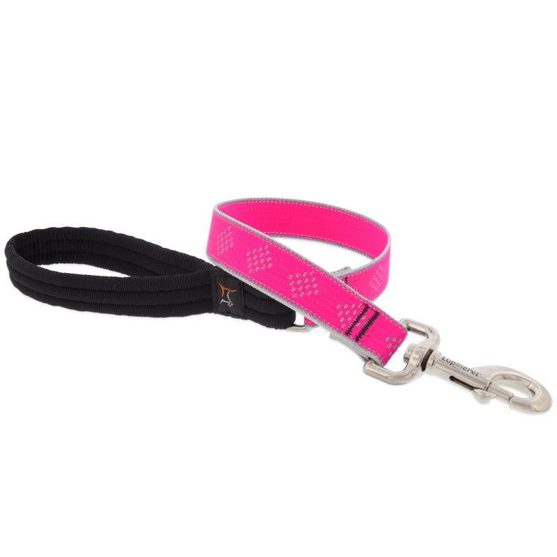 LupinePet Reflective 1&quot; Dog Clip Leash Pink Diamond 6&#39;