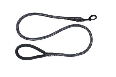 Alcott Rope Clip Dog Leash with Padded Handle Reflective Black 5&#39;