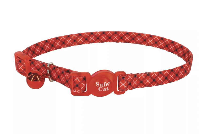 Coastal SafeCat Fashion Breakaway Cat Collar-  White Red Plaid