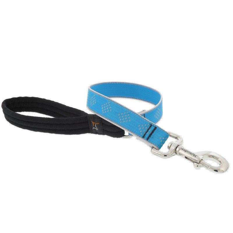 LupinePet Reflective 1&quot; Dog Clip Leash Blue Diamond 6&#39;