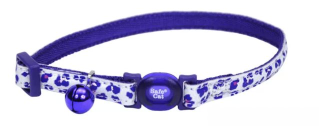 Coastal SafeCat Glow-in-the-Dark Breakaway Cat Collar - Purple Leopard