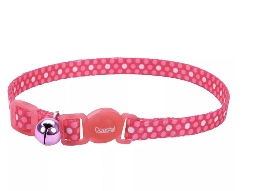 Coastal SafeCat Fashion Breakaway Cat Collar - Pink Dots