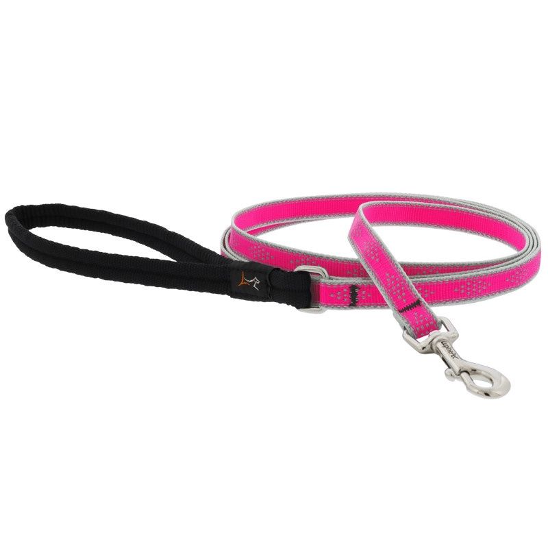 LupinePet Reflective 1/2&quot; Dog Clip Leash Pink Diamond 6&#39;