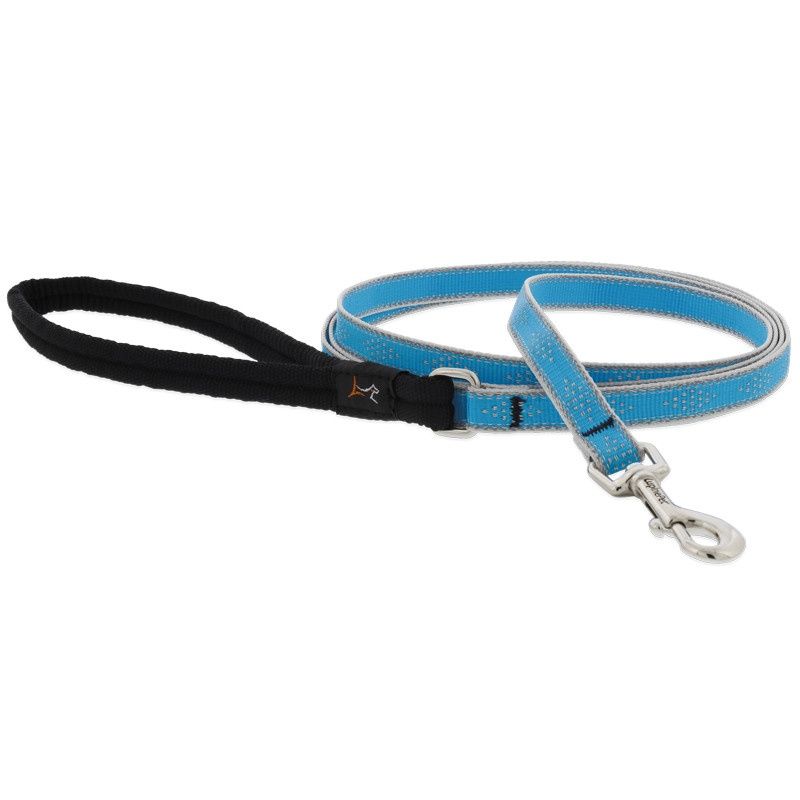 LupinePet Reflective 1/2&quot; Dog Clip Leash Blue Diamond 6&#39;